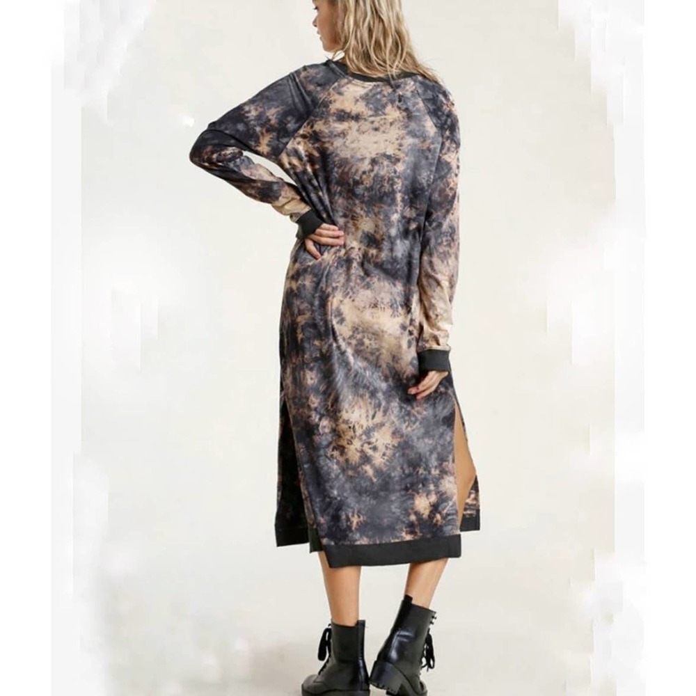 New LARGE Oversized Distressed Tie Dye Maxi Dress